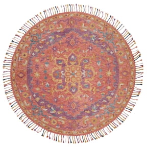 SAFAVIEH Aspen Deemer Southwestern Wool Area Rug, Pink/Violet, 7' x 7' Round