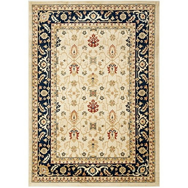 Traditional Rug - Austin Polypropylene -Cream/Navy-Color:Cream/Navy,Design:Traditional,Shape:Small Rectangle,Size:5' 7''L x 4'W