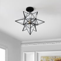 Safavieh 19" Abrielle Contemporary Iron Flush Mount Lights, Black