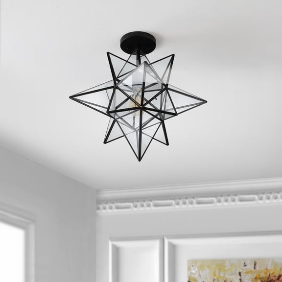 Safavieh 19" Abrielle Contemporary Iron Flush Mount Lights, Black