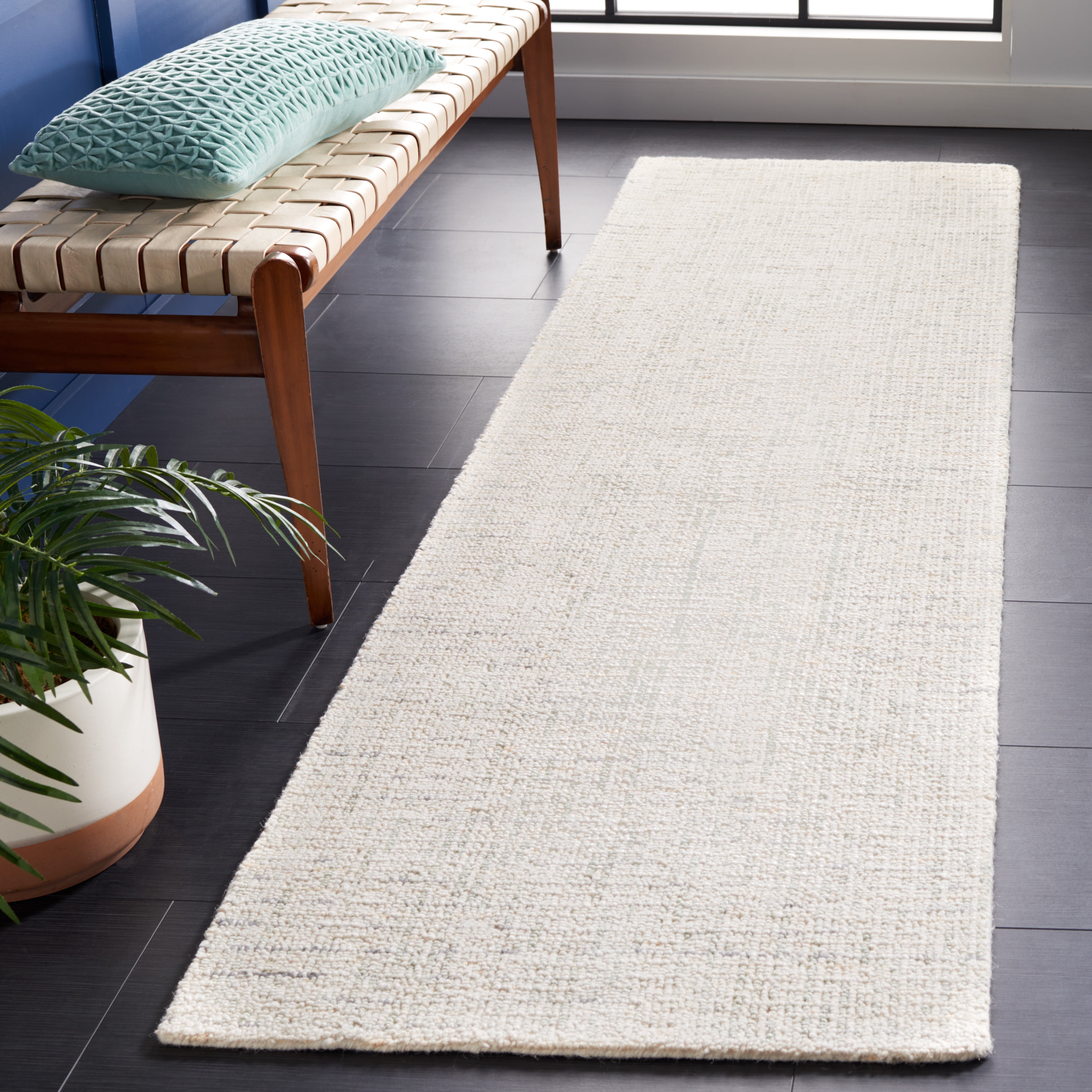 Safavieh Abstract Delia Distressed Wool Runner Rug, Ivory/Light Gray, 2'3" x 16'