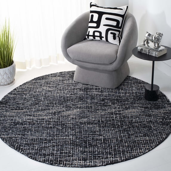 Safavieh Abstract Delia Distressed Wool Area Rug, Black/Gray, 8' x 8' Round