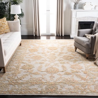 SAFAVIEH Abstract Renae Floral Wool Area Rug, Beige/Gold, 8' x 10'