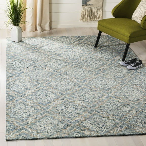 SAFAVIEH Abstract Drew Abstract Wool Area Rug, Blue/Gray, 8' x 10'