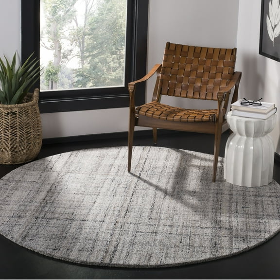 SAFAVIEH Abstract Bailey Striped Area Rug, Camel/Black, 6' x 6' Round