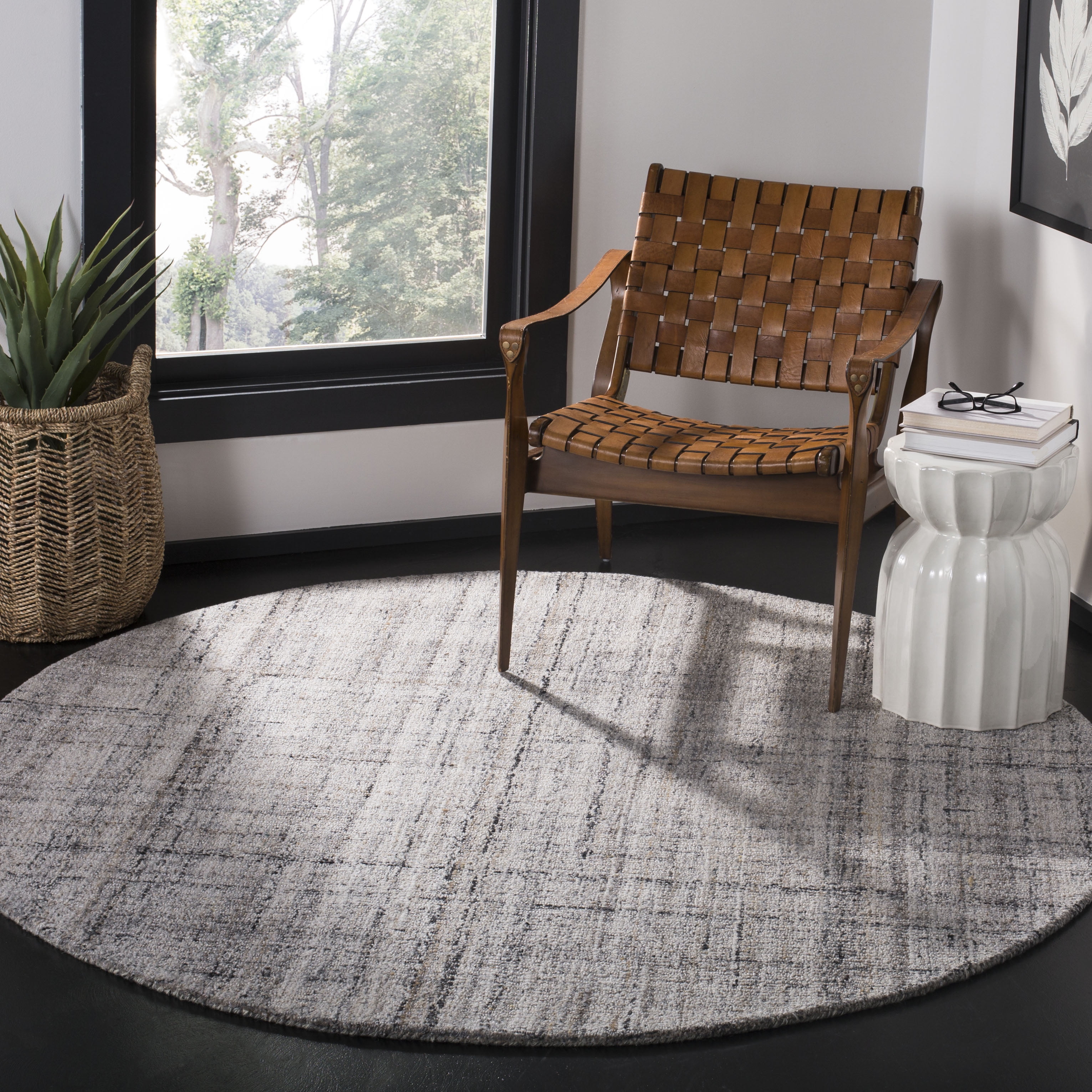 Safavieh Abstract Bailey Striped Area Rug, Camel/Black, 8' x 8' Round