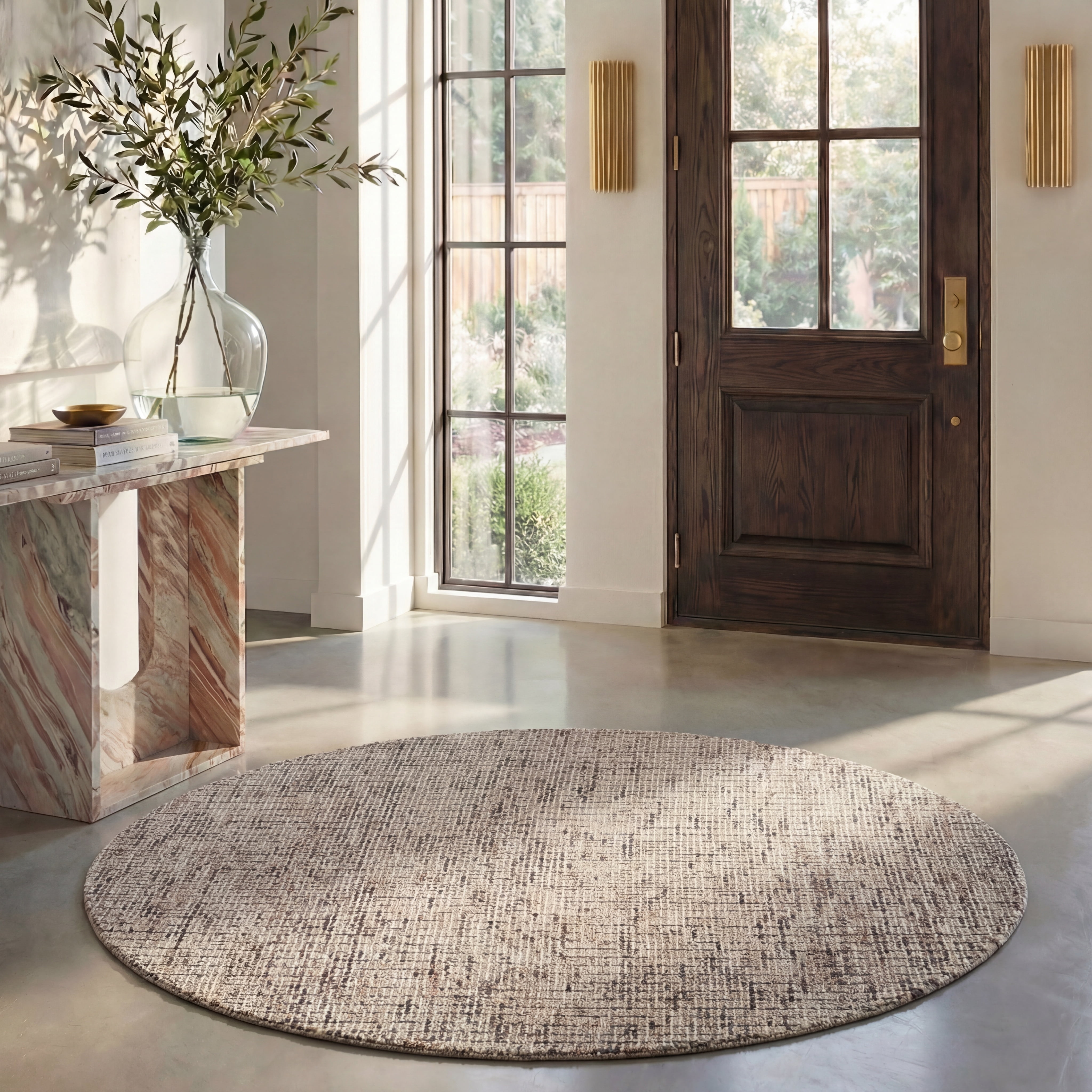 Safavieh Abstract Delia Distressed Wool Area Rug, Beige/Brown, 6' x 6' Round