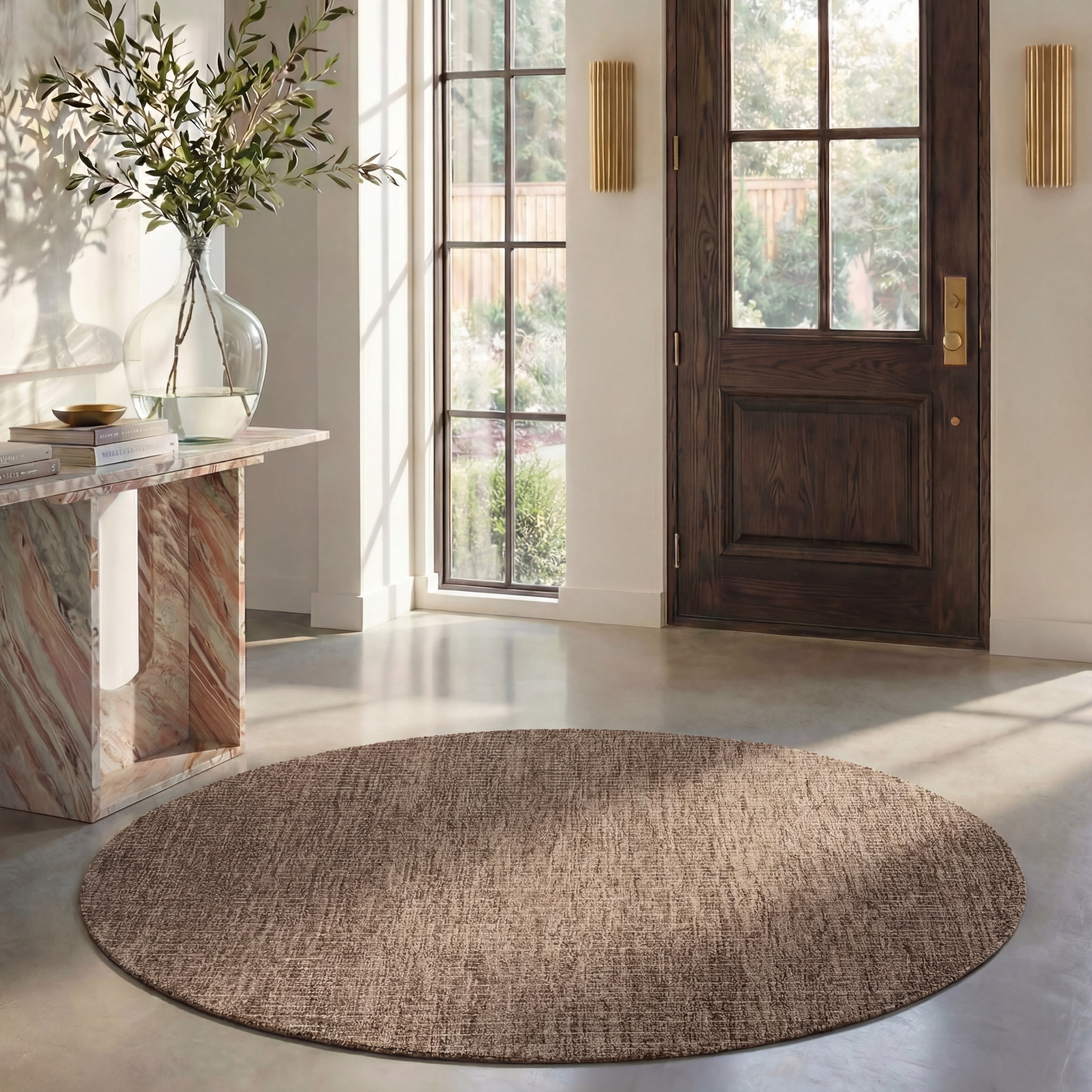 Safavieh Abstract Delia Distressed Wool Area Rug, Brown/Beige, 6' x 6' Round