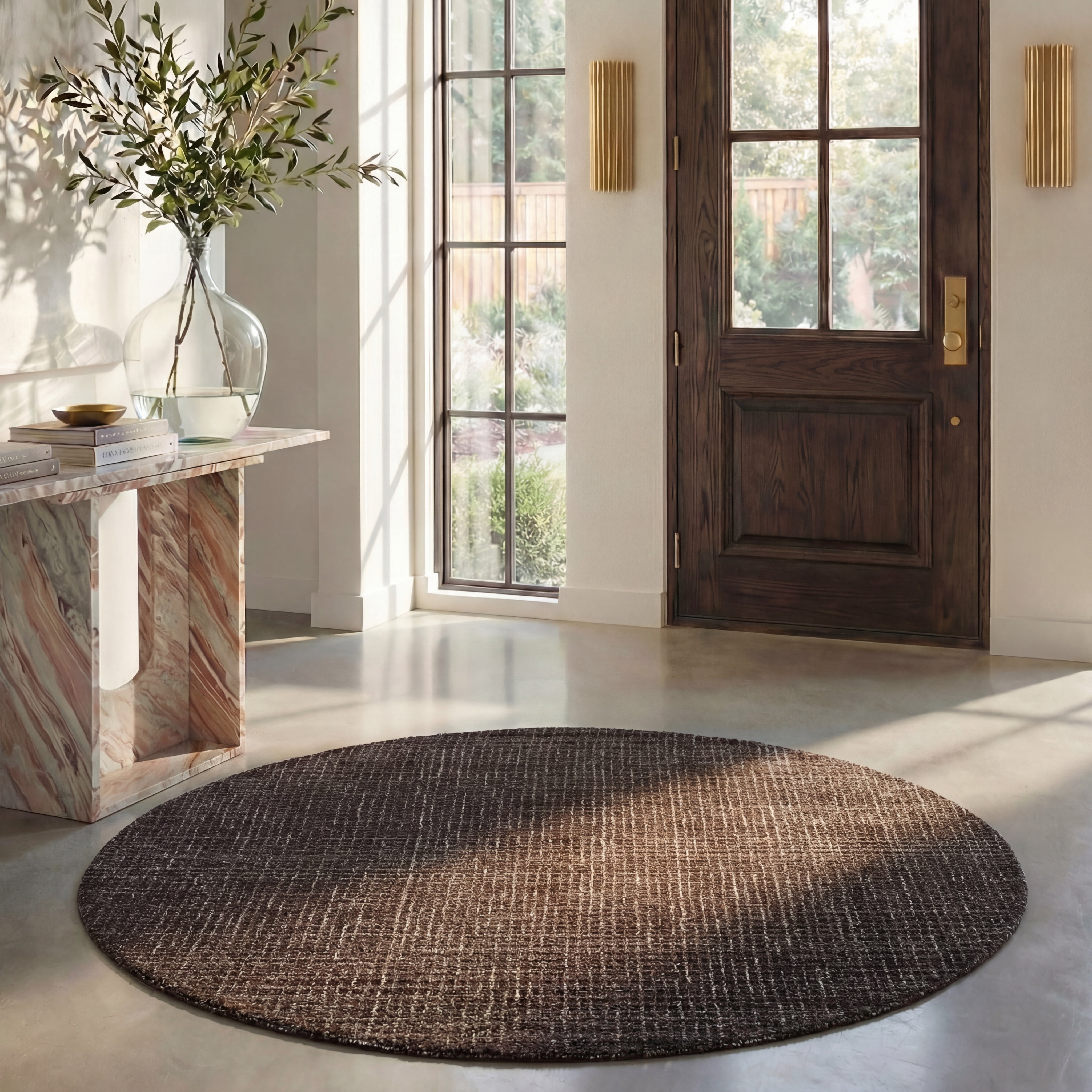 Safavieh Abstract Delia Distressed Wool Area Rug, Dark Brown, 6' x 6' Round