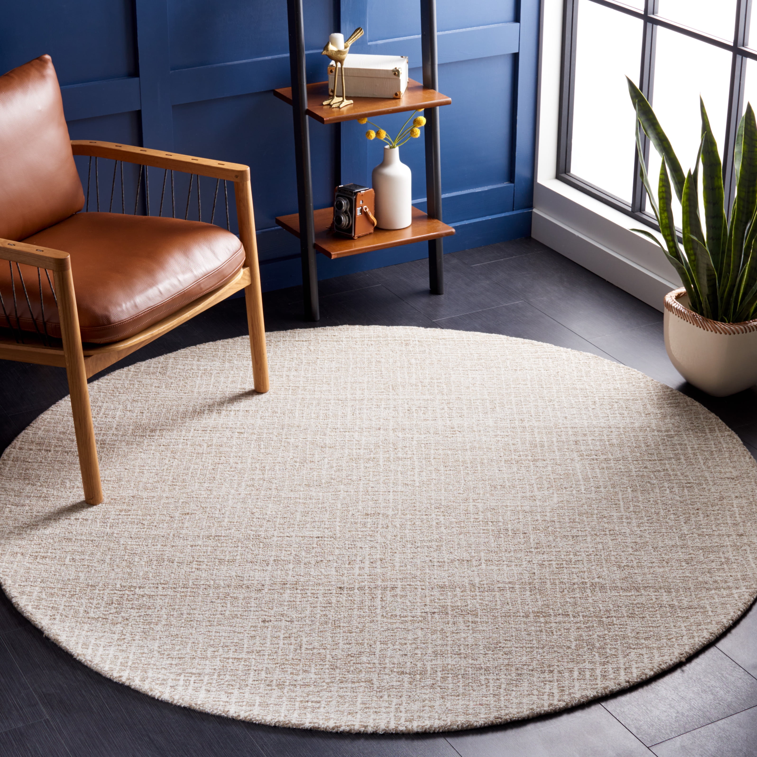 Safavieh Abstract Delia Distressed Wool Area Rug, Ivory/Gray, 12' x 12' Round