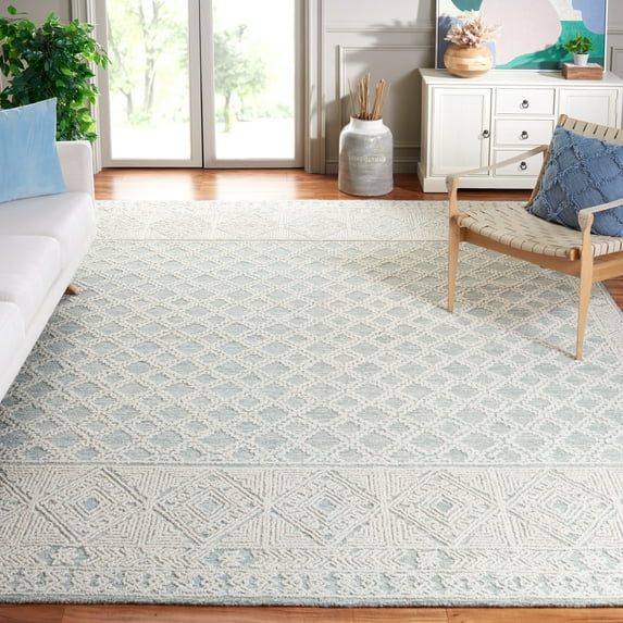 Safavieh Abstract Dusko Trellis Wool Area Rug, Blue/Ivory, 9' x 12'