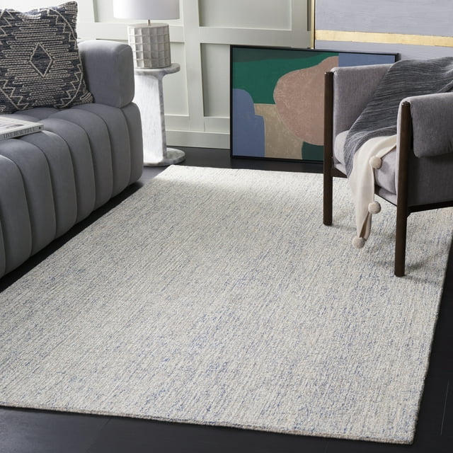 SAFAVIEH Abstract Emely Abstract Wool Area Rug, Ivory/Blue, 6' x 9'