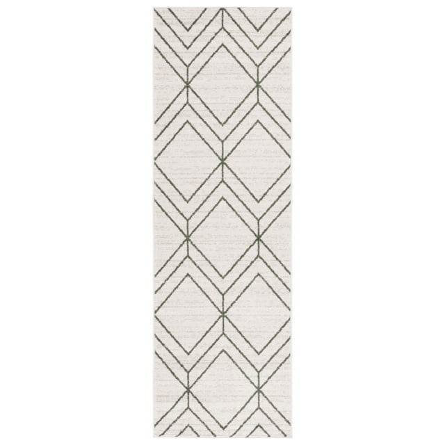 SAFAVIEH Adirondack Caitriona Geometric Runner Rug, Ivory/Dark Green, 2'6" x 8'