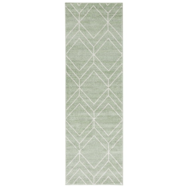 SAFAVIEH Adirondack Caitriona Geometric Runner Rug, Sage/Ivory, 2'6" x 18'