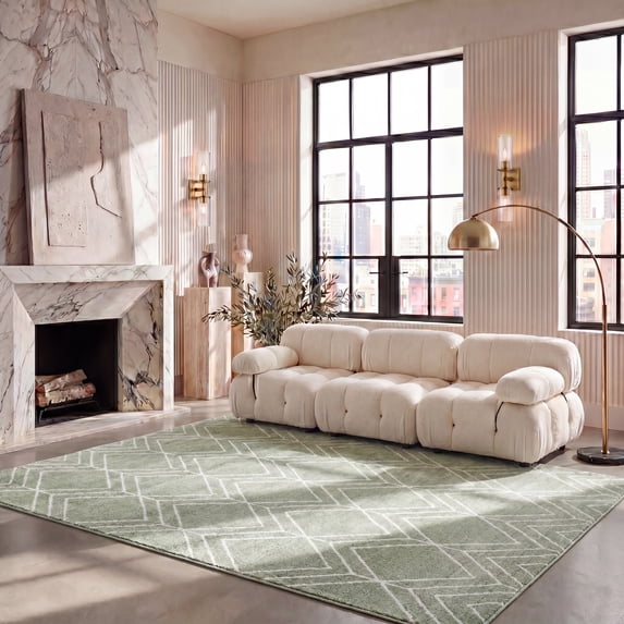 Safavieh Adirondack Caitriona Geometric Squares Area Rug, Sage/Ivory, 6' x 8'