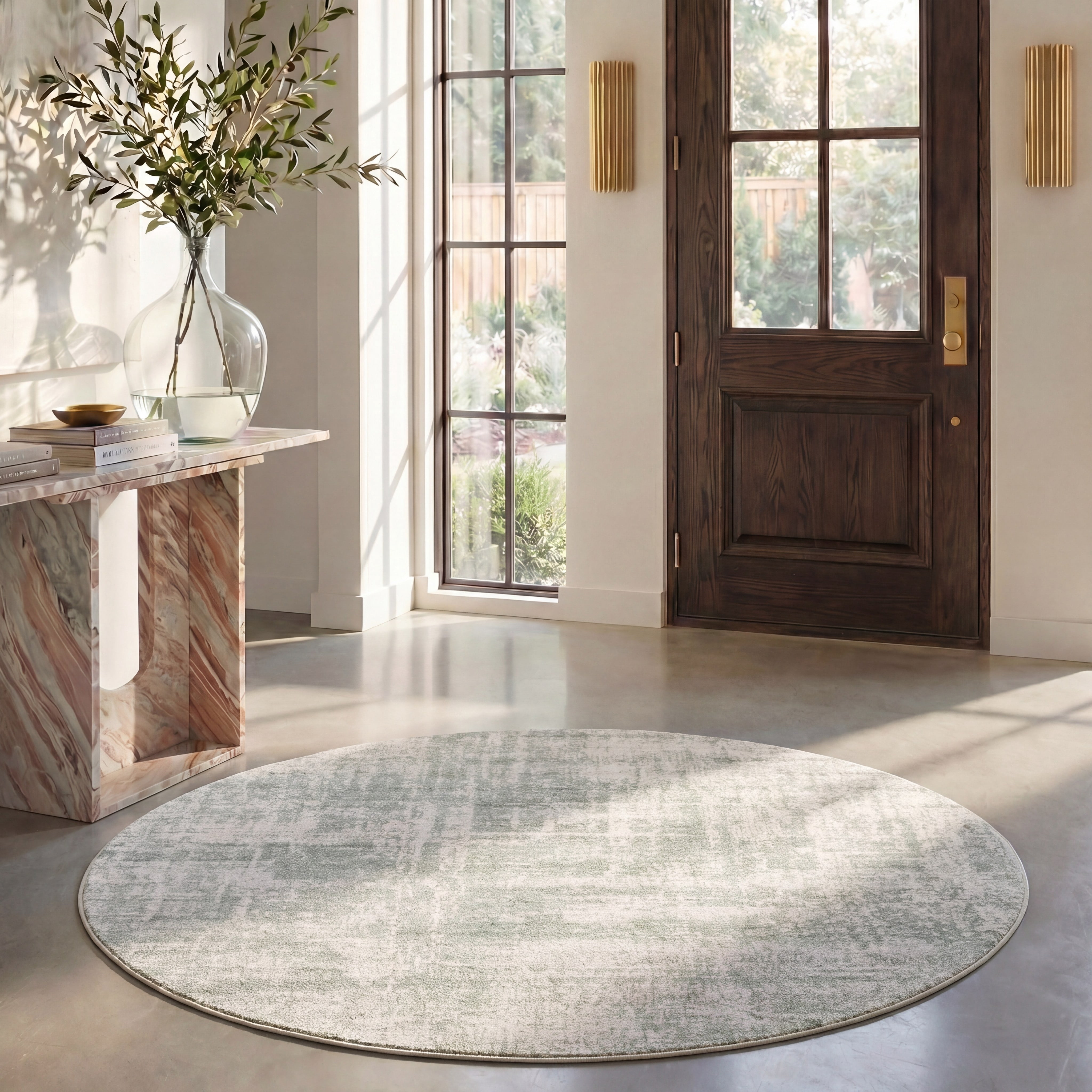 Safavieh Adirondack Boniface Distressed Area Rug, Sage/Ivory, 8' x 8' Round