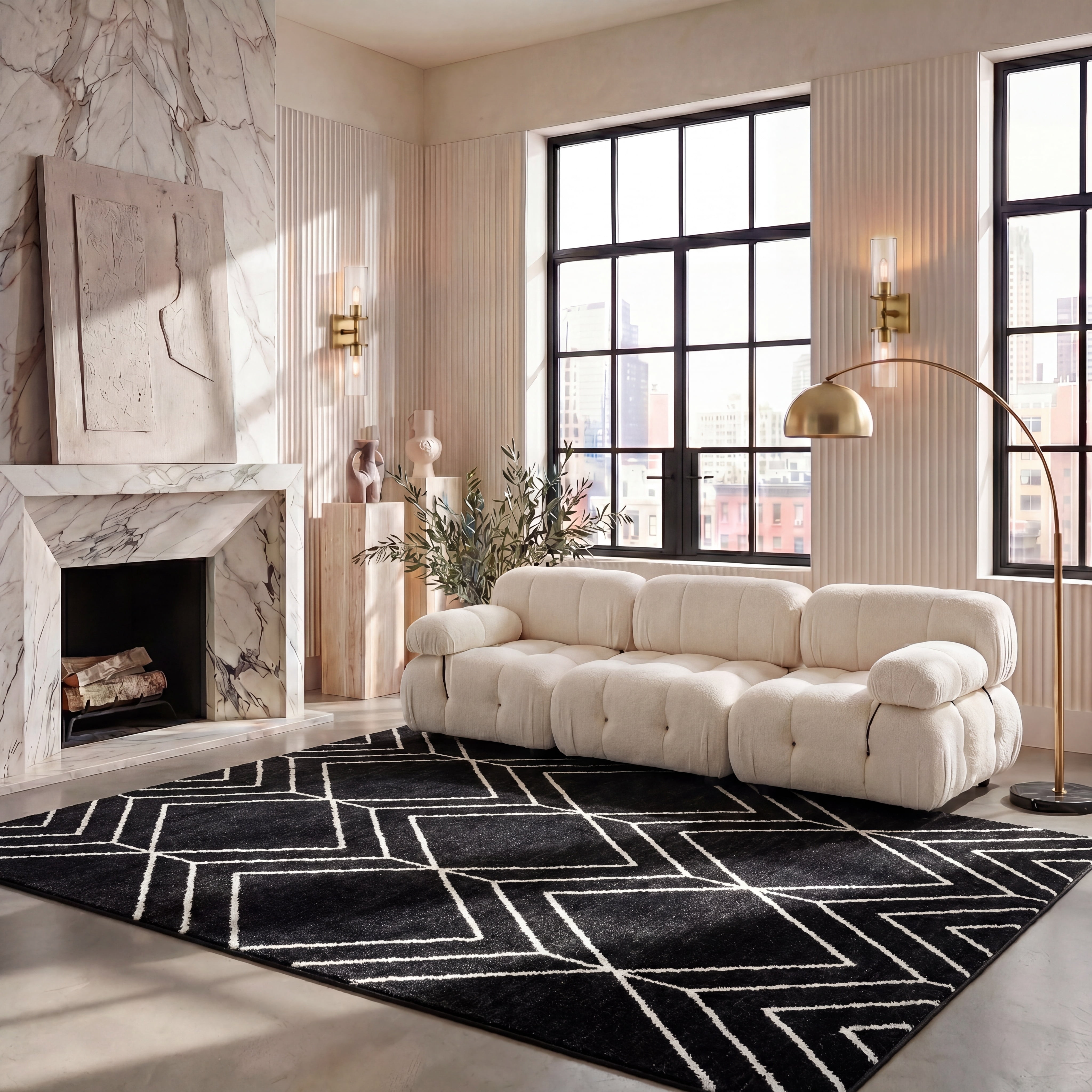 Safavieh Adirondack Caitriona Geometric Squares Area Rug, Black/Ivory, 6' x 8'