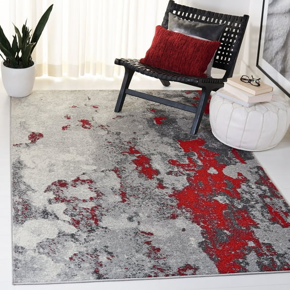 Safavieh Adirondack Cordelia Abstract Glam Rug Red/Grey 4' x 6' 4' x 6' Indoor Living Room,Bedroom,Dining Room Rectangle Glam