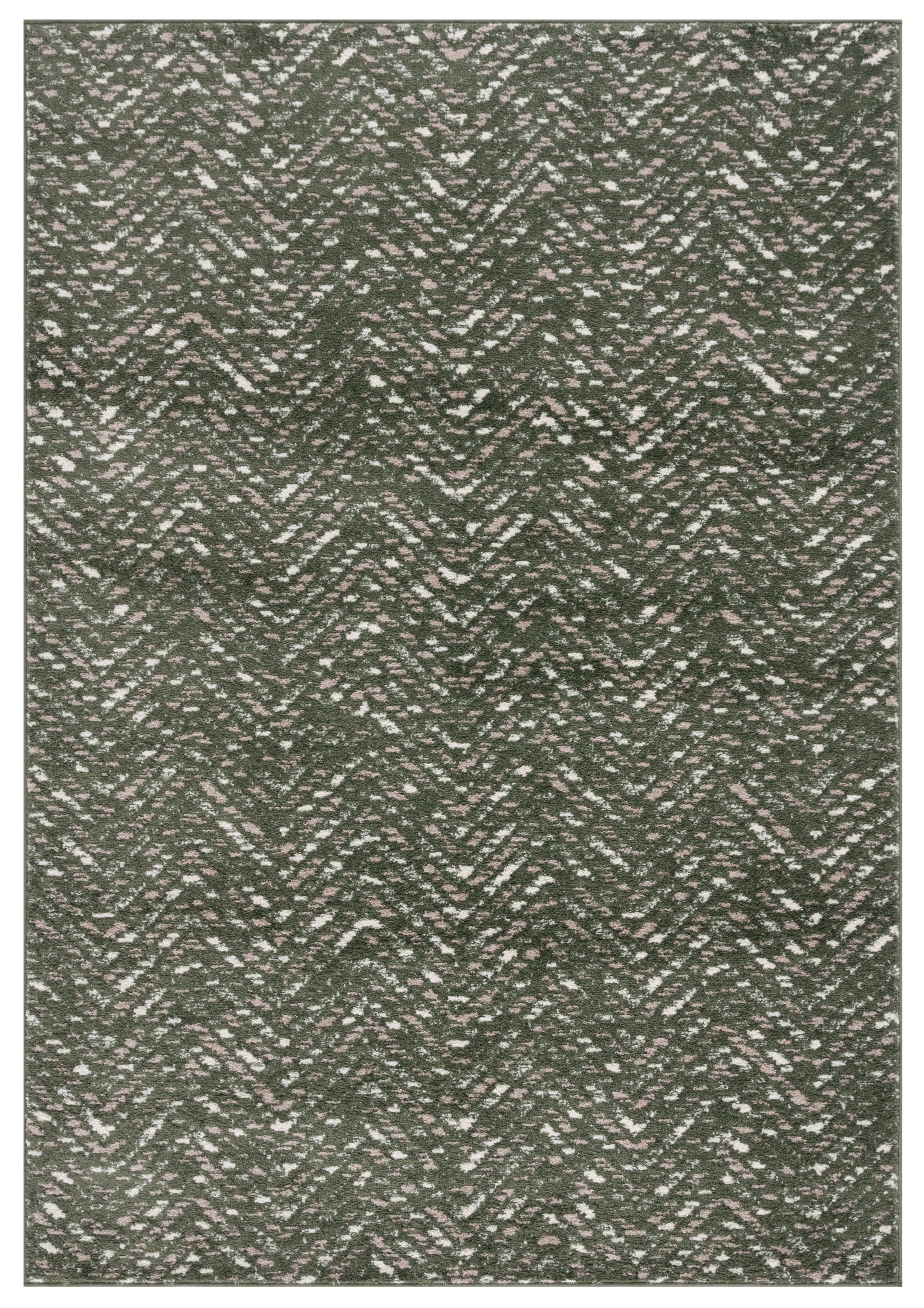 Ivory and Dark Green Rectangular Synthetic Area Rug, 3' x 5'