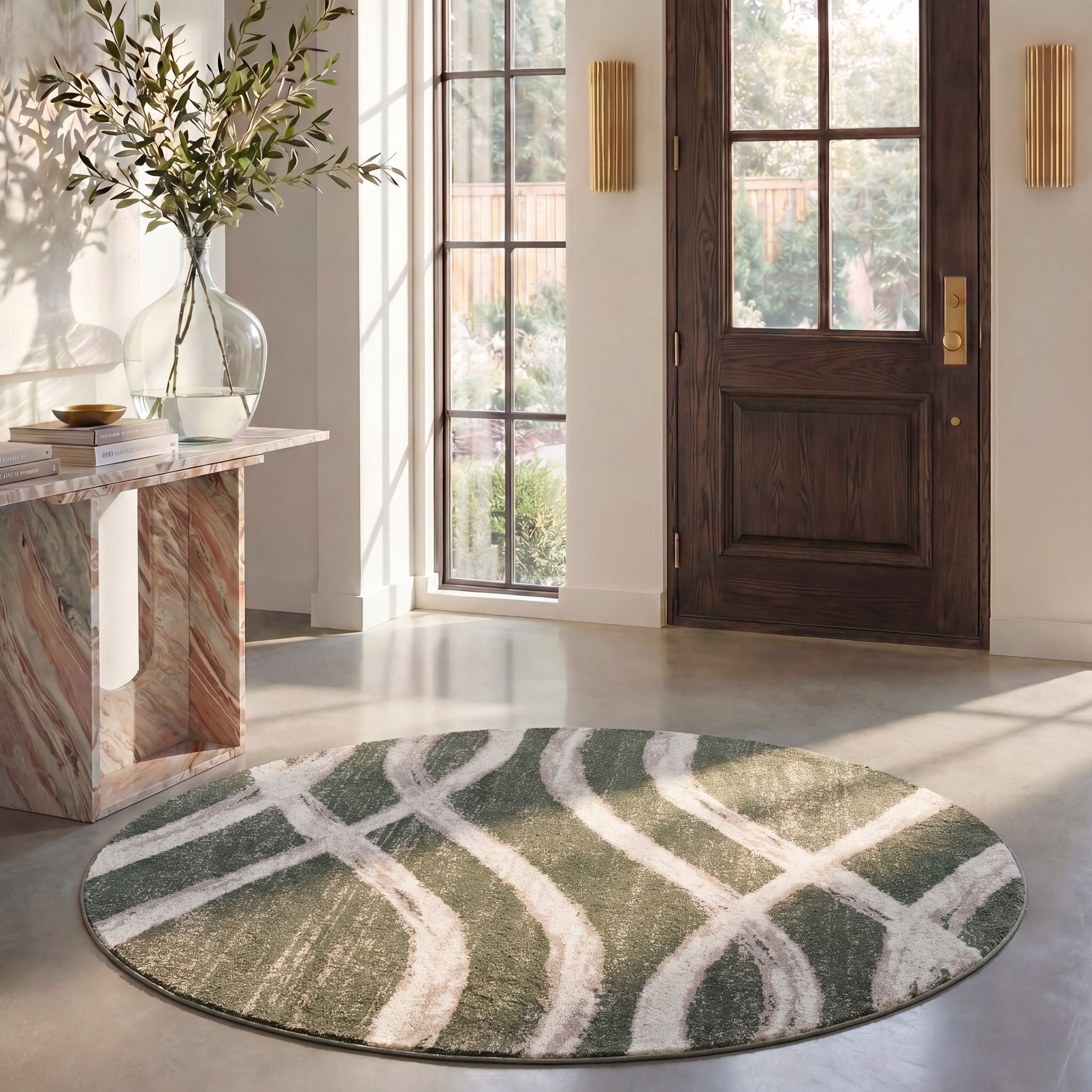 Safavieh Adirondack Isidor Geometric Swirls Area Rug, Dark Green/Ivory, 8' x 8' Round