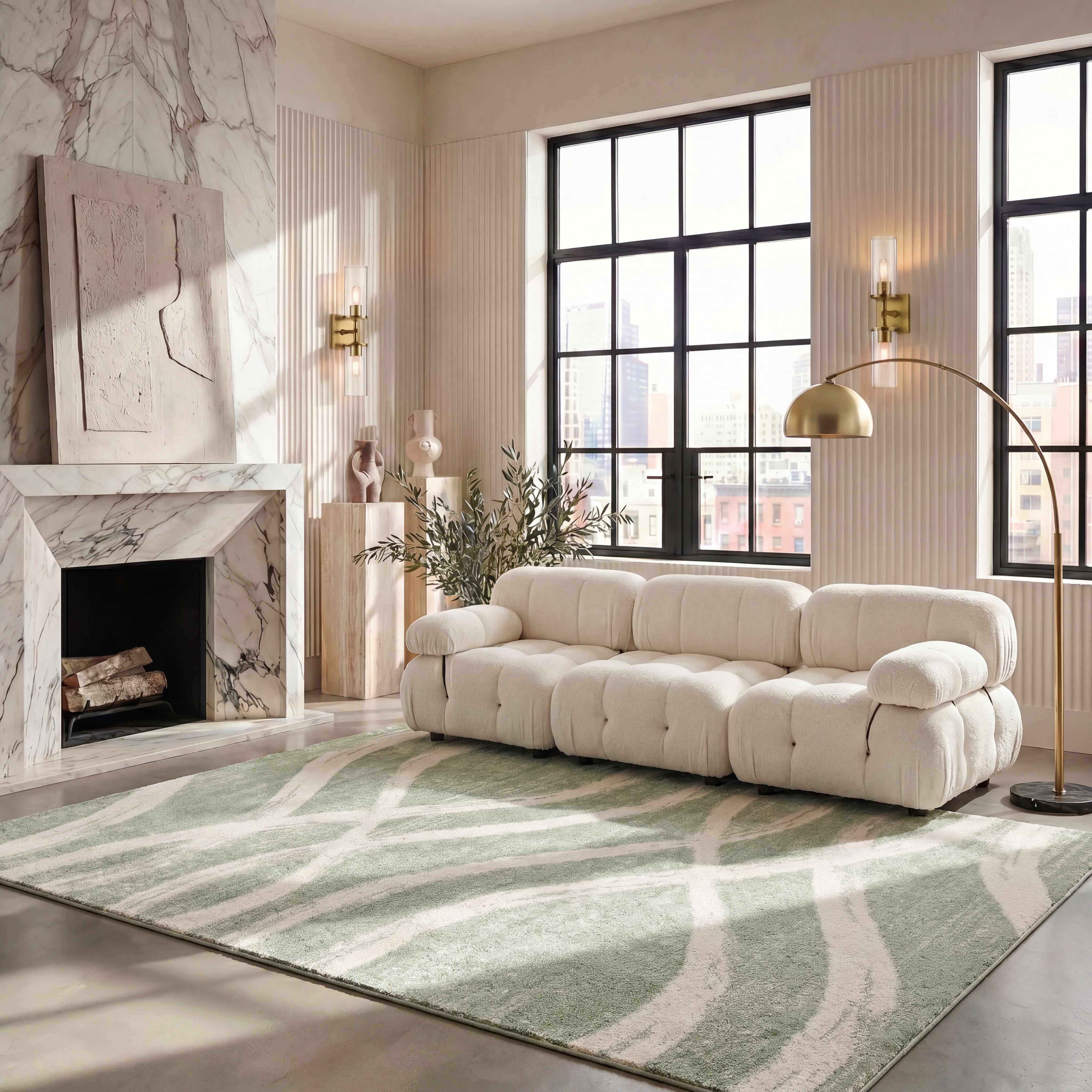 Safavieh Adirondack Isidor Geometric Swirls Area Rug, Sage/Cream, 6' x 8'
