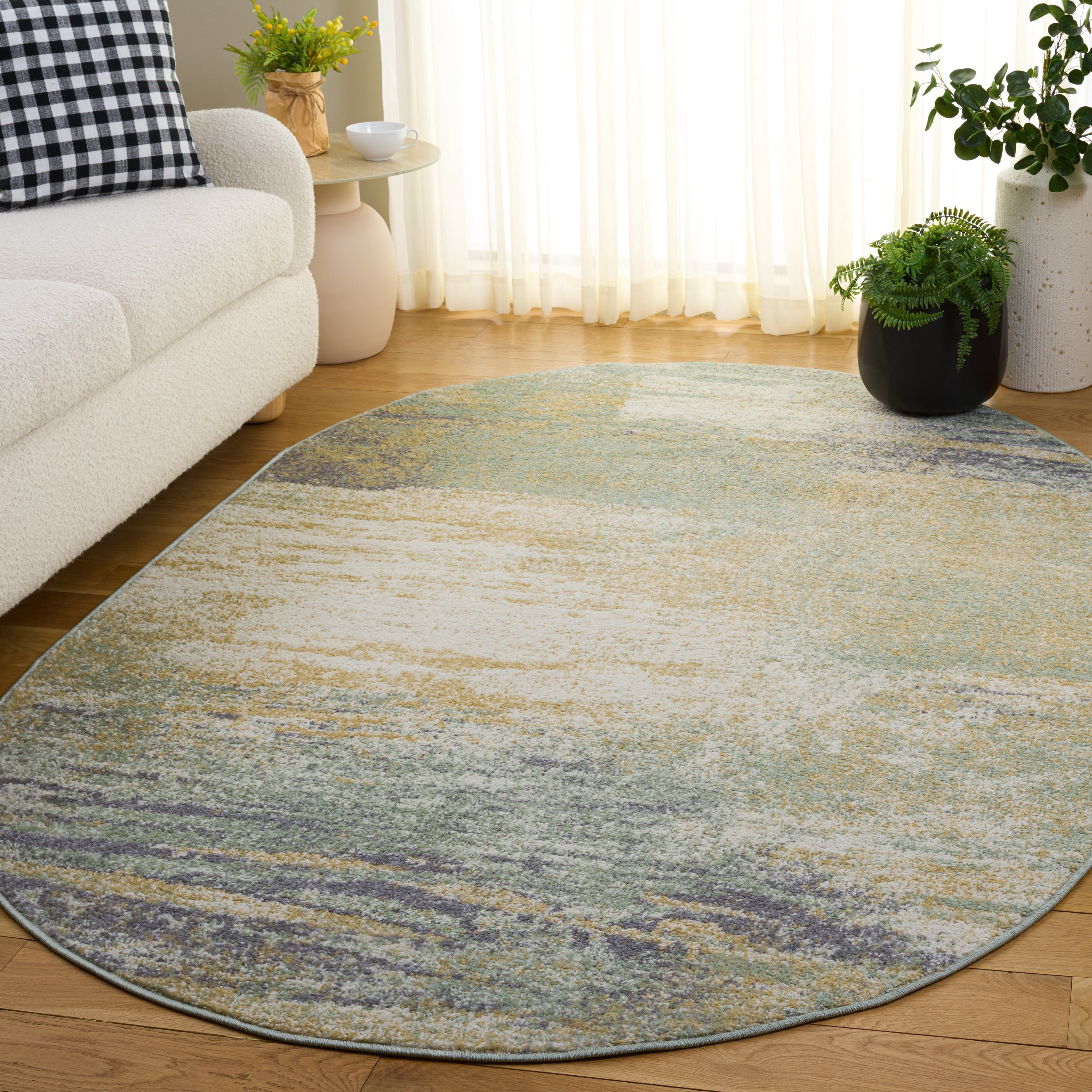 Safavieh Adirondack Rudyard Abstract Ombre Area Rug, Ivory/Sage, 5' x 8' Oval