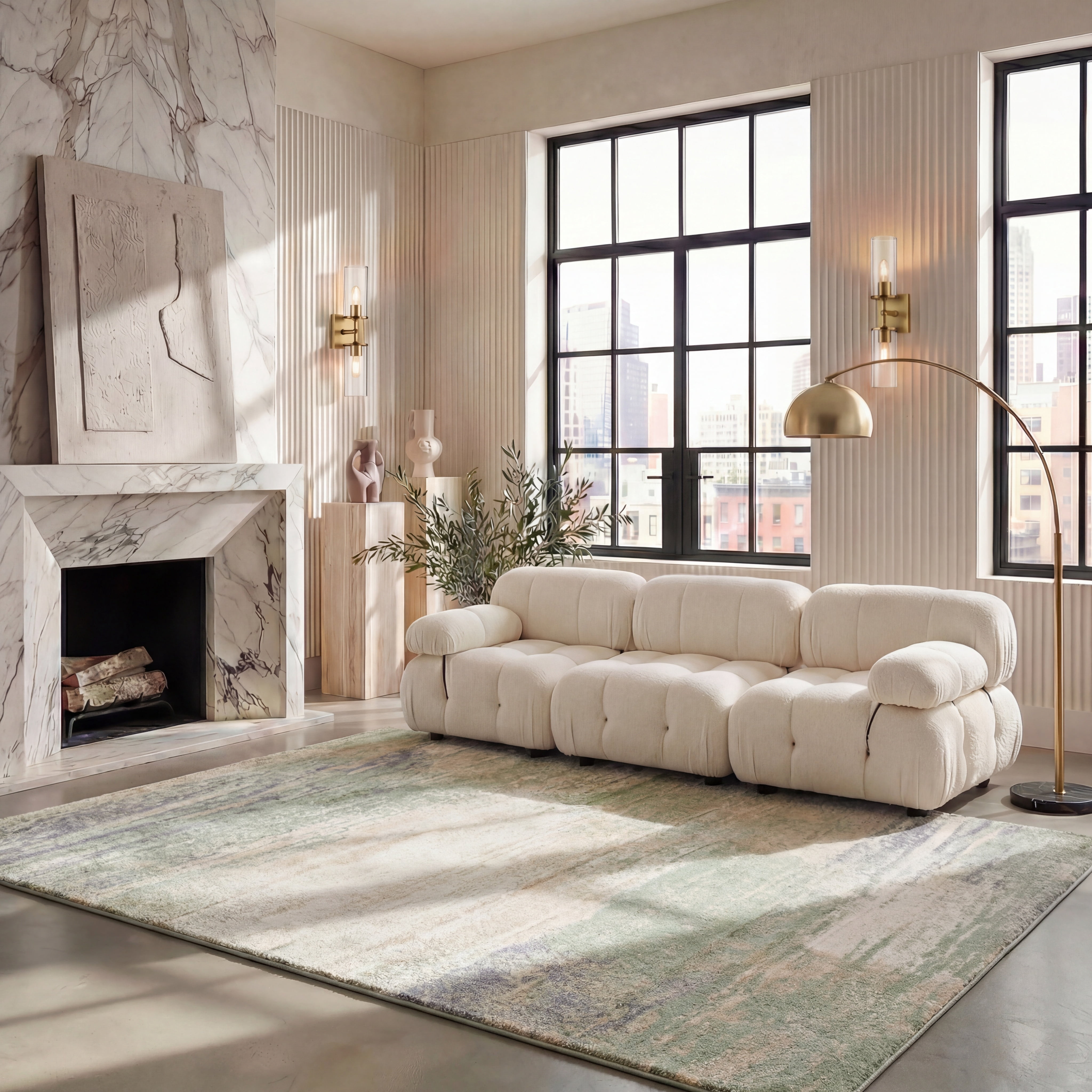 Safavieh Adirondack Rudyard Abstract Ombre Area Rug, Ivory/Sage, 6' x 8'