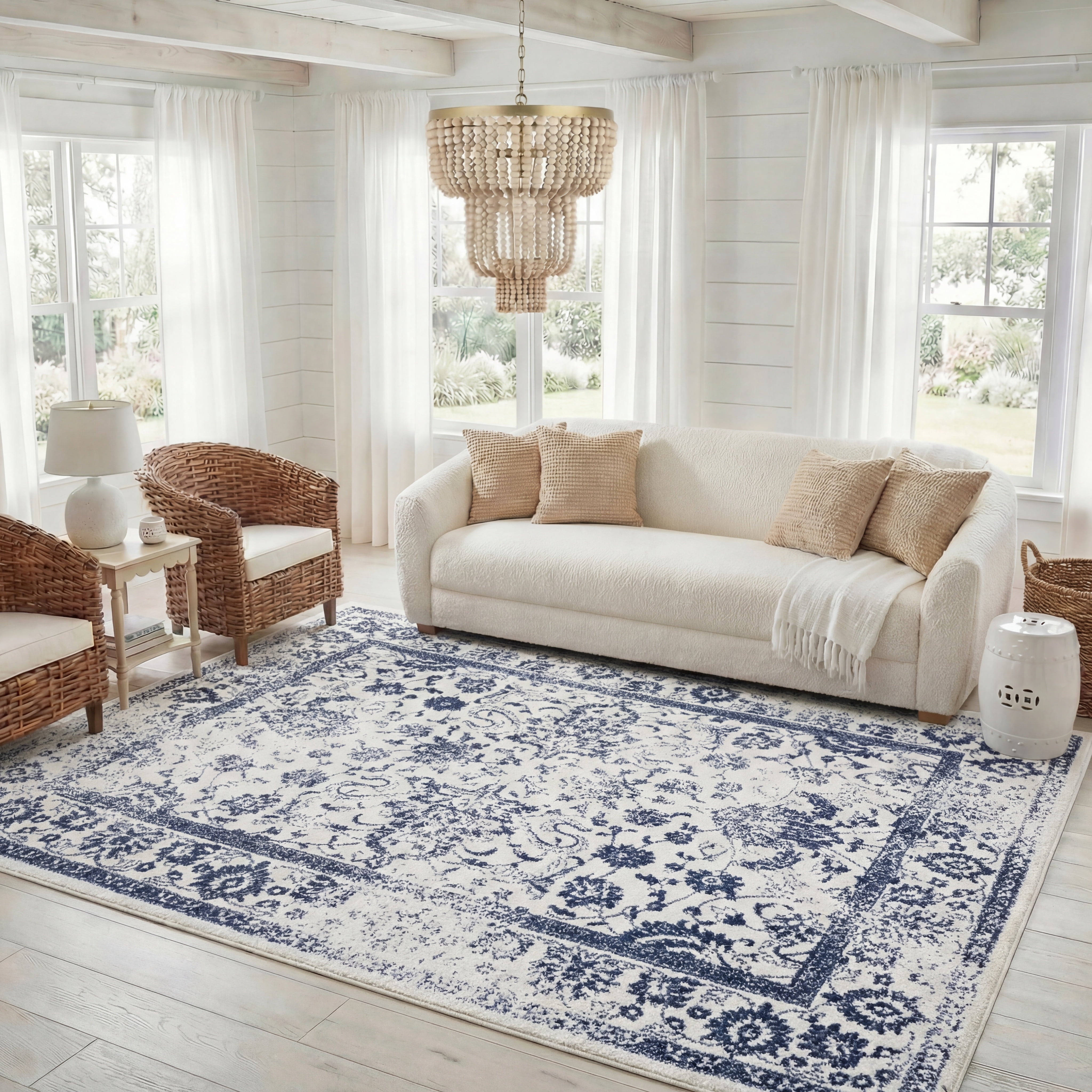 Safavieh Adirondack Wyatt Traditional Distressed Area Rug, Ivory/Navy, 2' x 3'