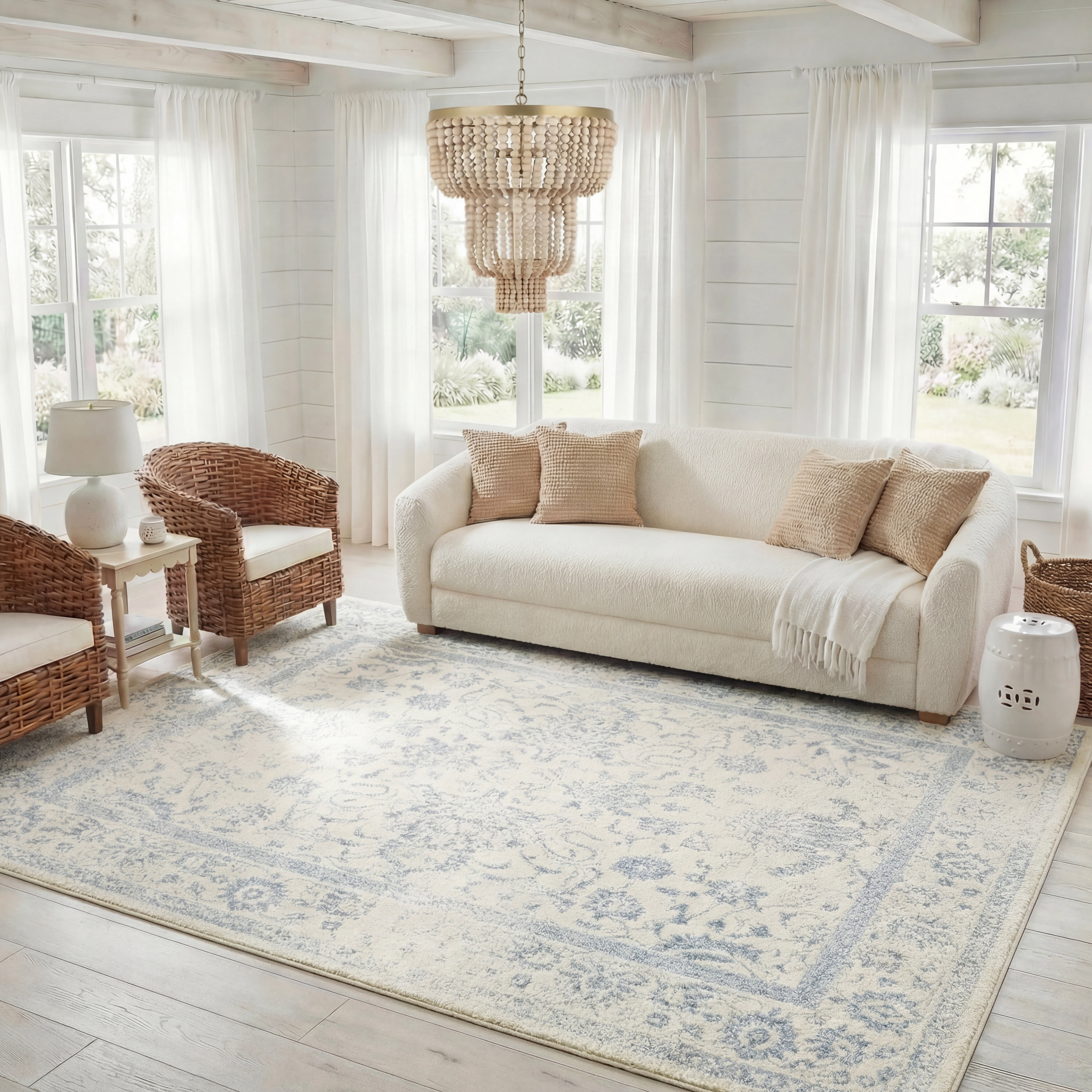 Safavieh Adirondack Wyatt Traditional Distressed Area Rug, Ivory/Slate, 6' x 8'