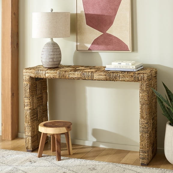 Safavieh Adkin Wood and Banana Fiber Coastal Console, Natural