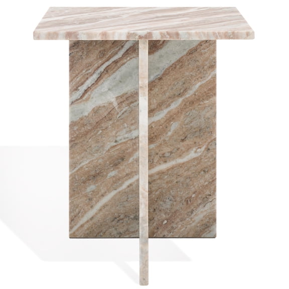 Safavieh Adriano 2 Leg Marble Accent Table in White / Brown