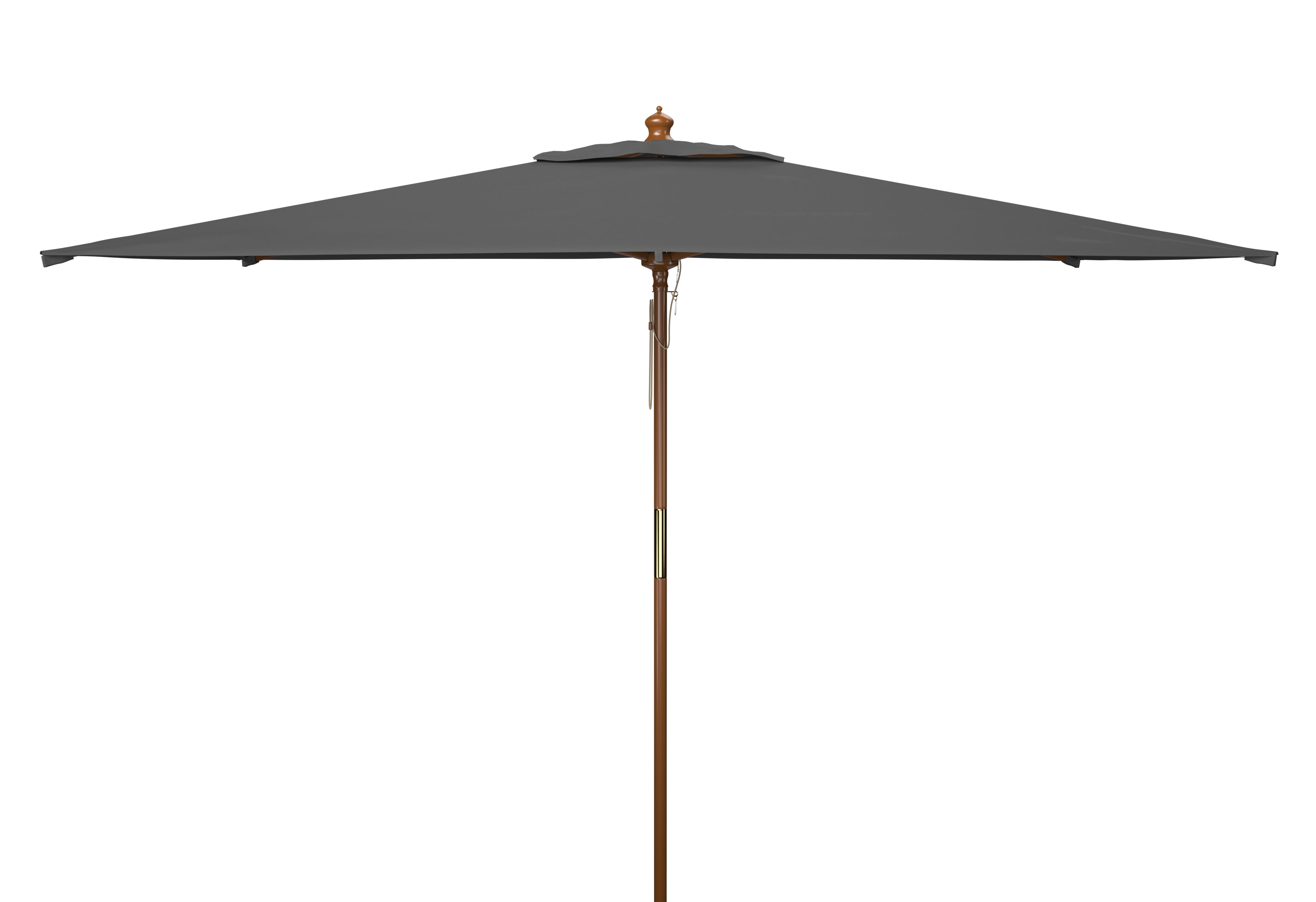 Aklin 10-Foot Gray Wooden Pulley Market Patio Umbrella