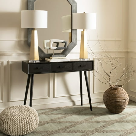 Safavieh Albus 3 Drawer Modern Solid Console Table, Black