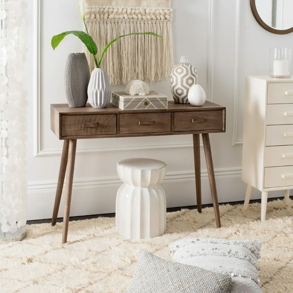 Safavieh Albus 3 Drawer Modern Solid Console Table, Desert Brown