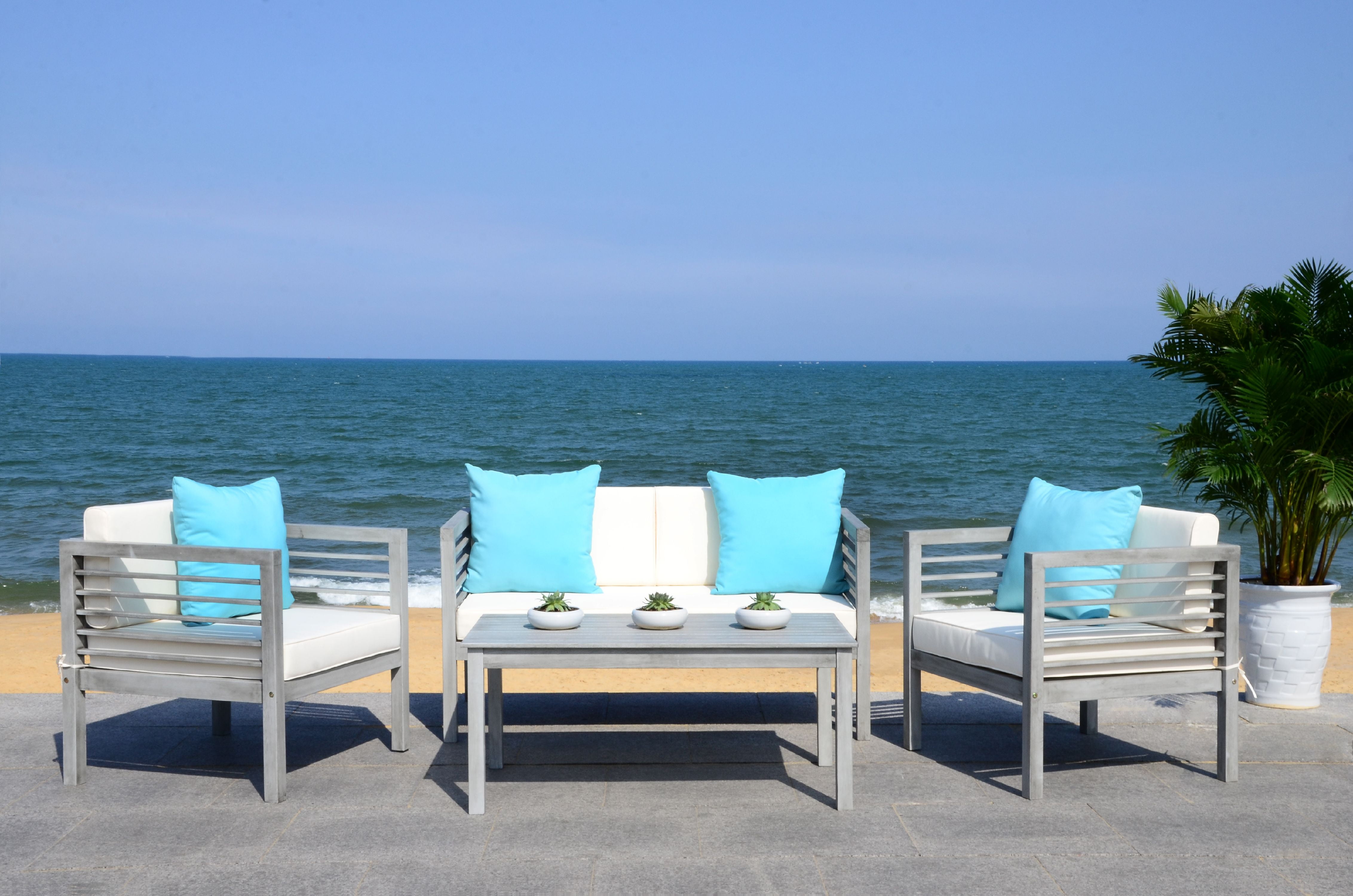 Safavieh Alda 4 Piece Outdoor Set with Accent Pillows