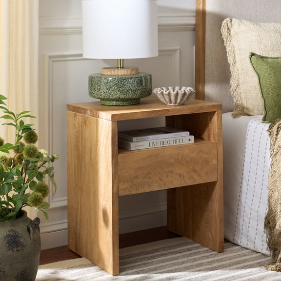 Safavieh Alonzo Modern Mango Wood Night Stands, Light Mango Wood
