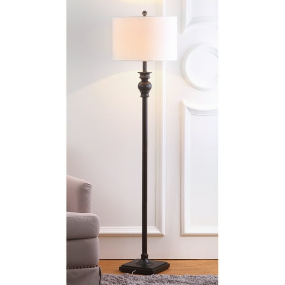 Safavieh Alphie 61 in. H Solid Floor Lamp, Ebony/Off-White Shade