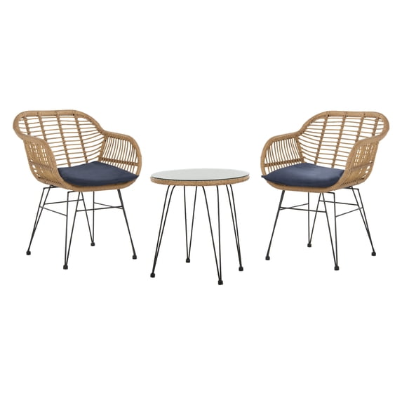 Safavieh Alton 3 Piece Outdoor Contemporary Lounge Set with Cushion
