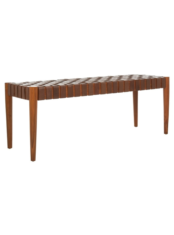Safavieh Amalia Contemporary Glam Leather Weave Bench