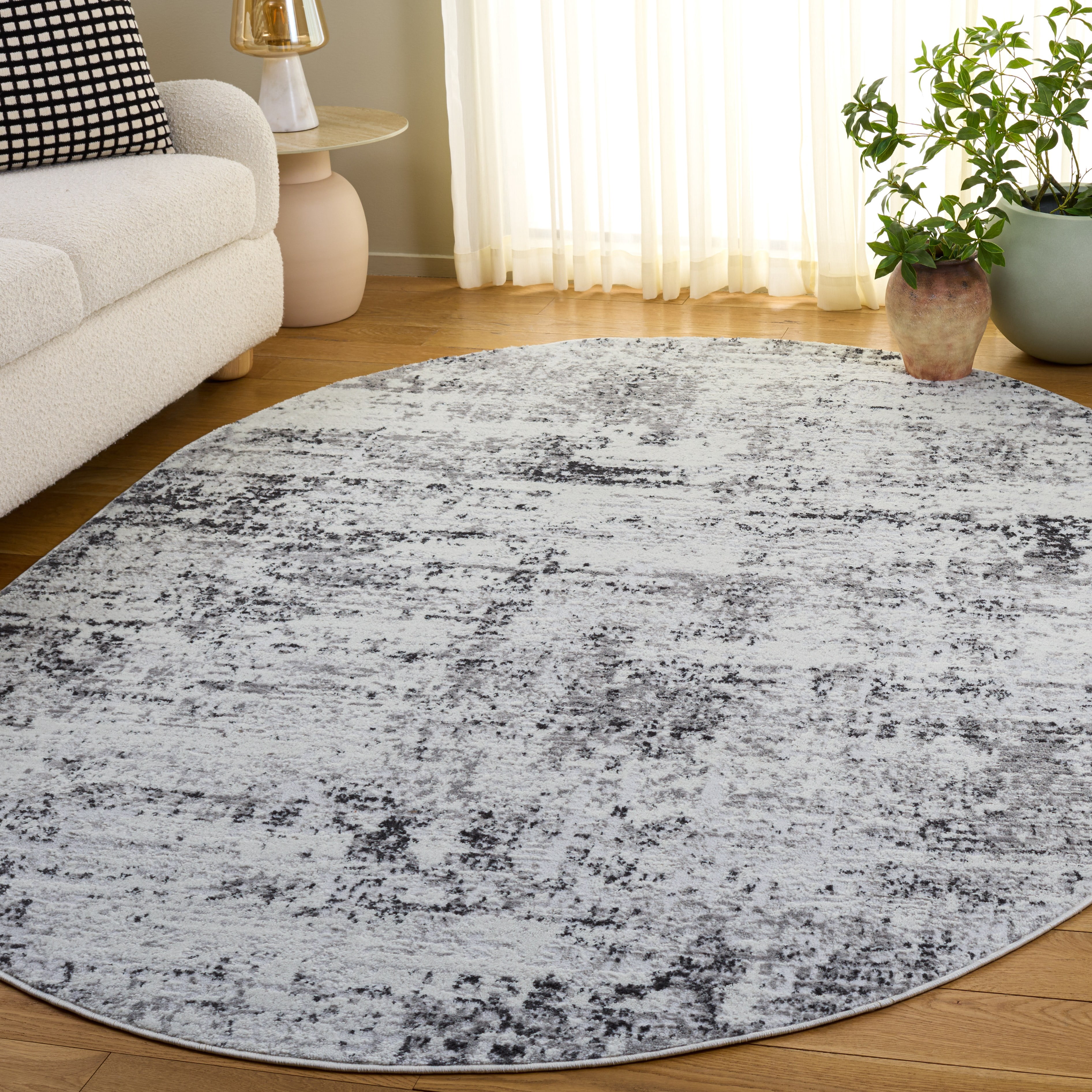 Safavieh Amelia Ian Abstract Area Rug, Ivory/Gray, 6' x 8' Oval