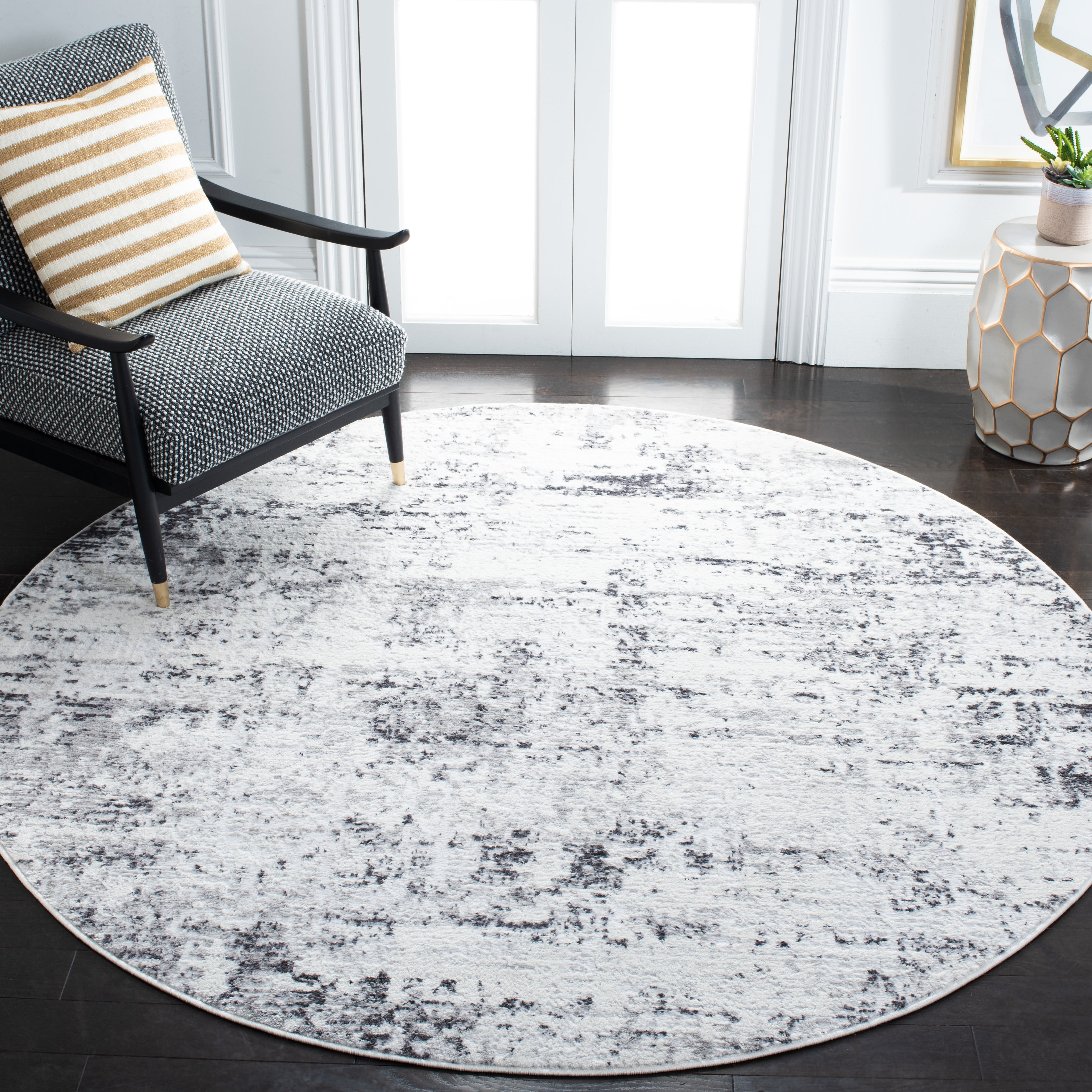 Safavieh Amelia Ian Abstract Area Rug, Ivory/Gray, 8' x 8' Round