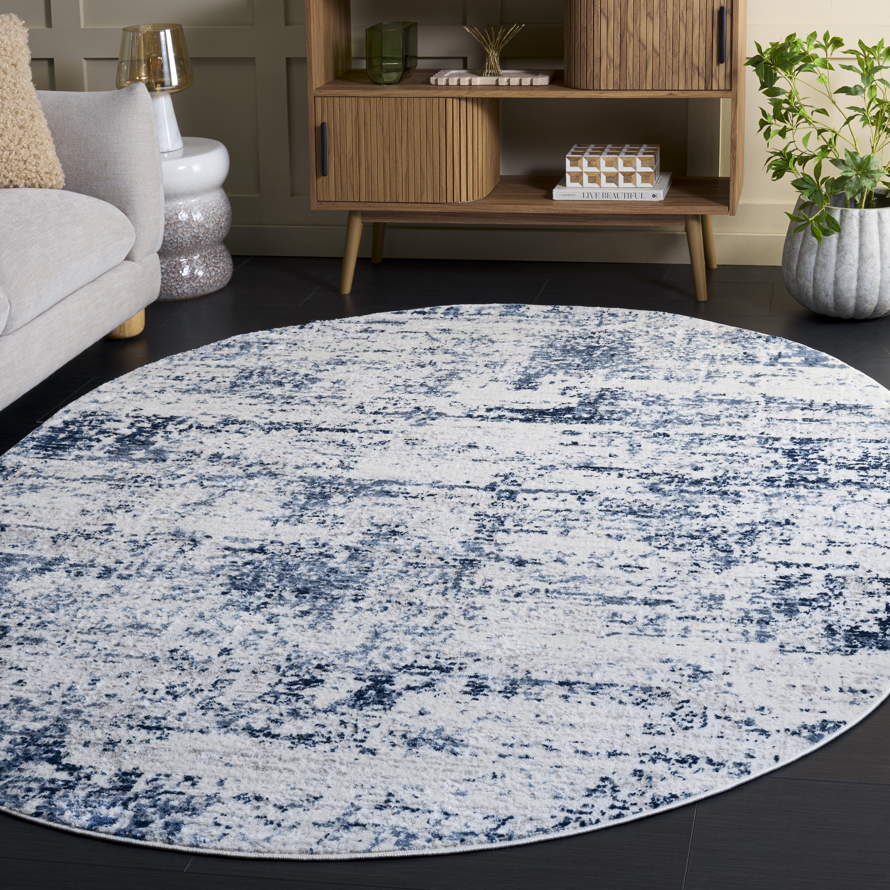 Safavieh Amelia Ian Abstract Area Rug, Ivory/Navy, 6' x 8' Oval