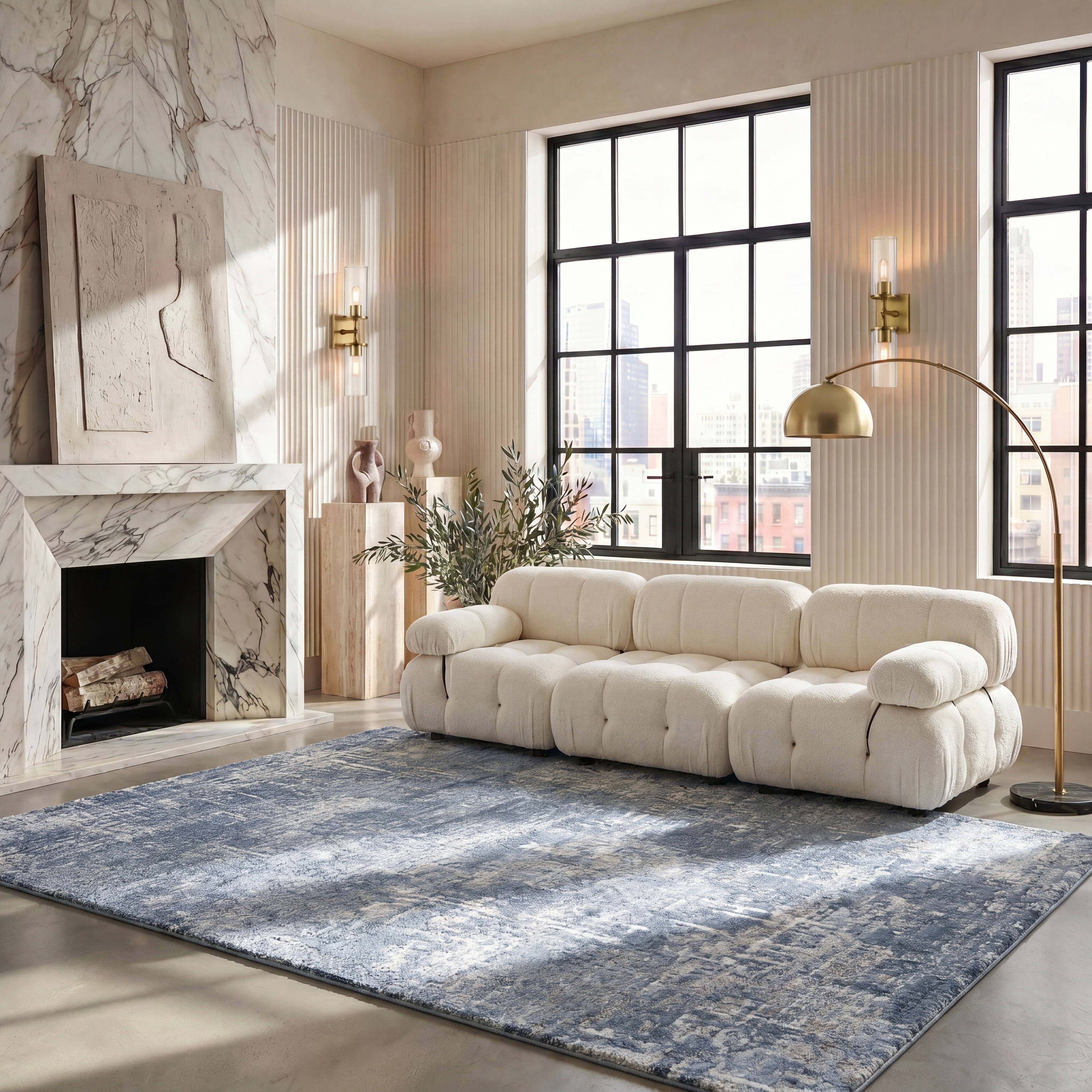 Safavieh Amelia Ian Abstract Area Rug, Ivory/Steel Blue, 6' x 8'