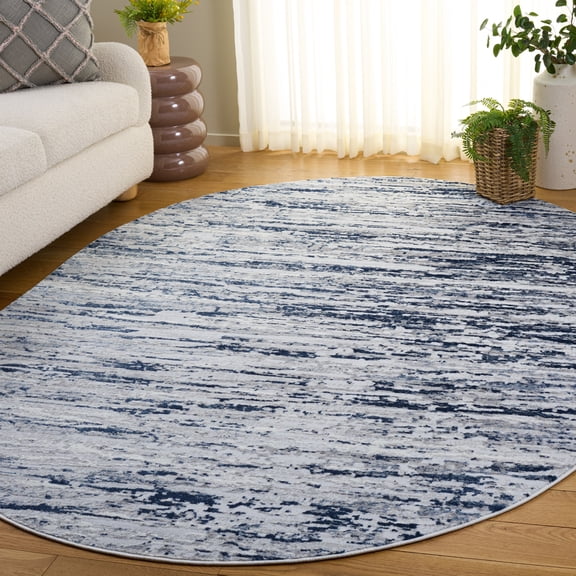 Safavieh Amelia Lester Abstract Area Rug, Gray/Navy, 6' x 8' Oval