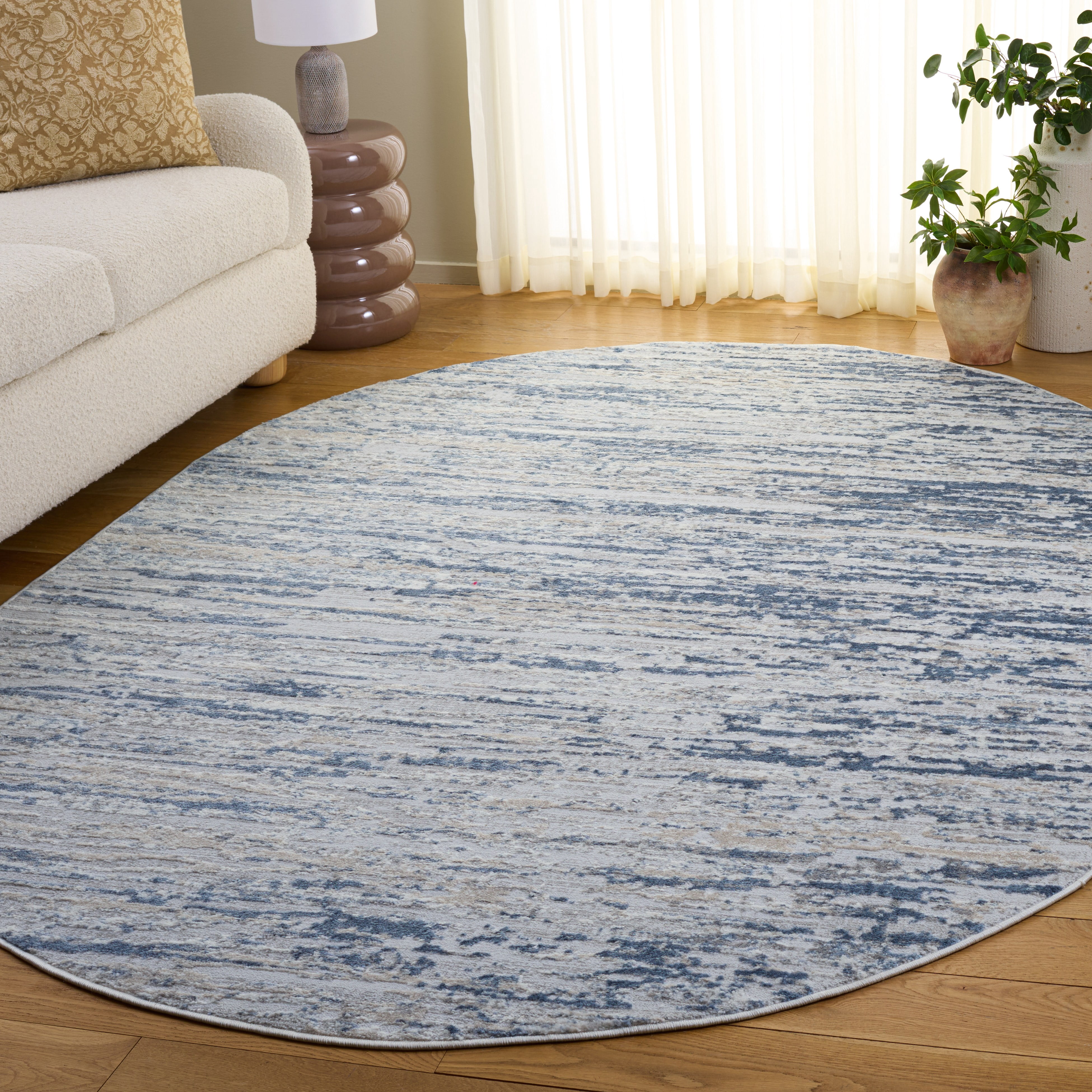Safavieh Amelia Lester Abstract Area Rug, Ivory/Blue, 6' x 8' Oval