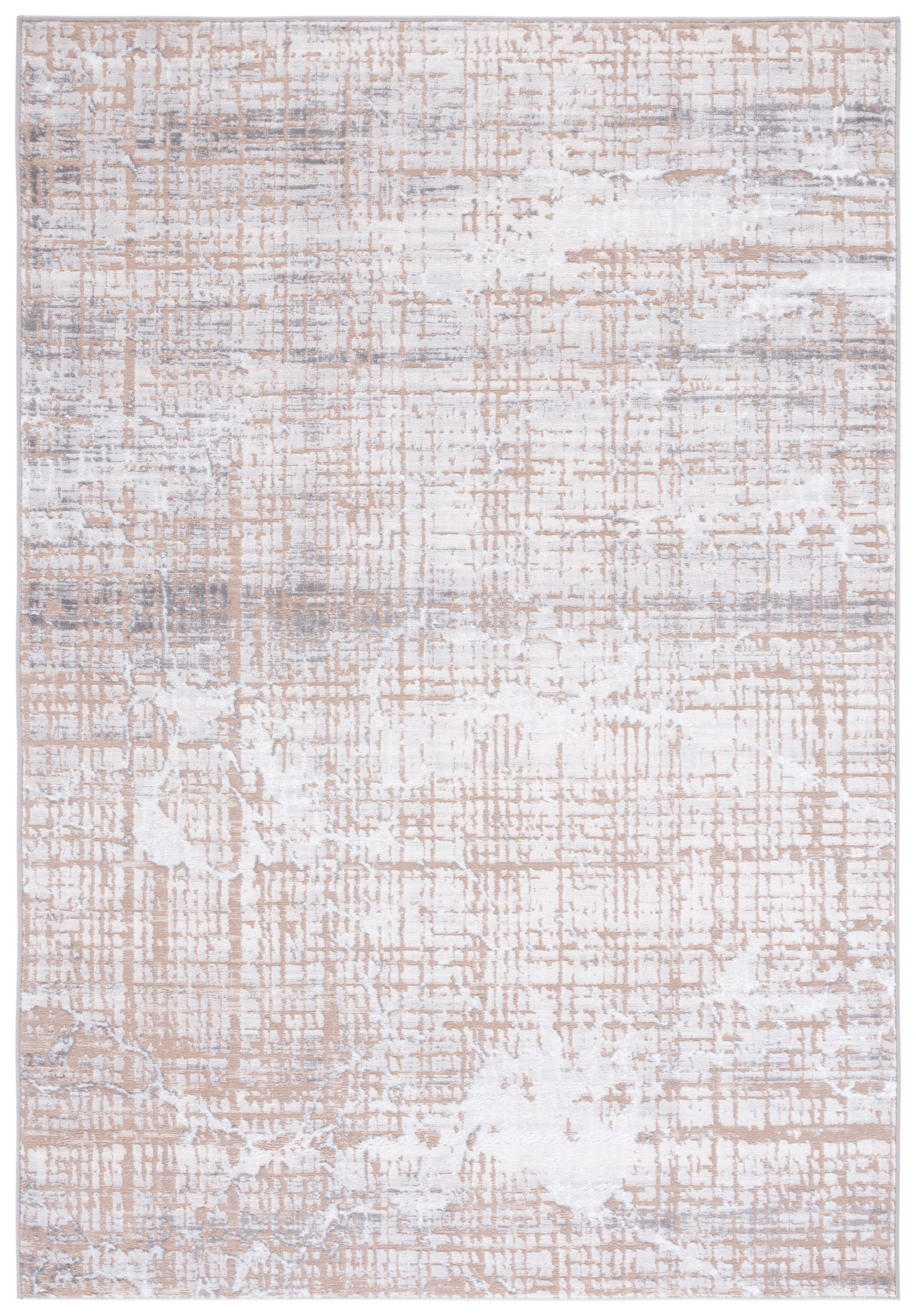 Amelia Gray and Beige Synthetic Hand-knotted Area Rug