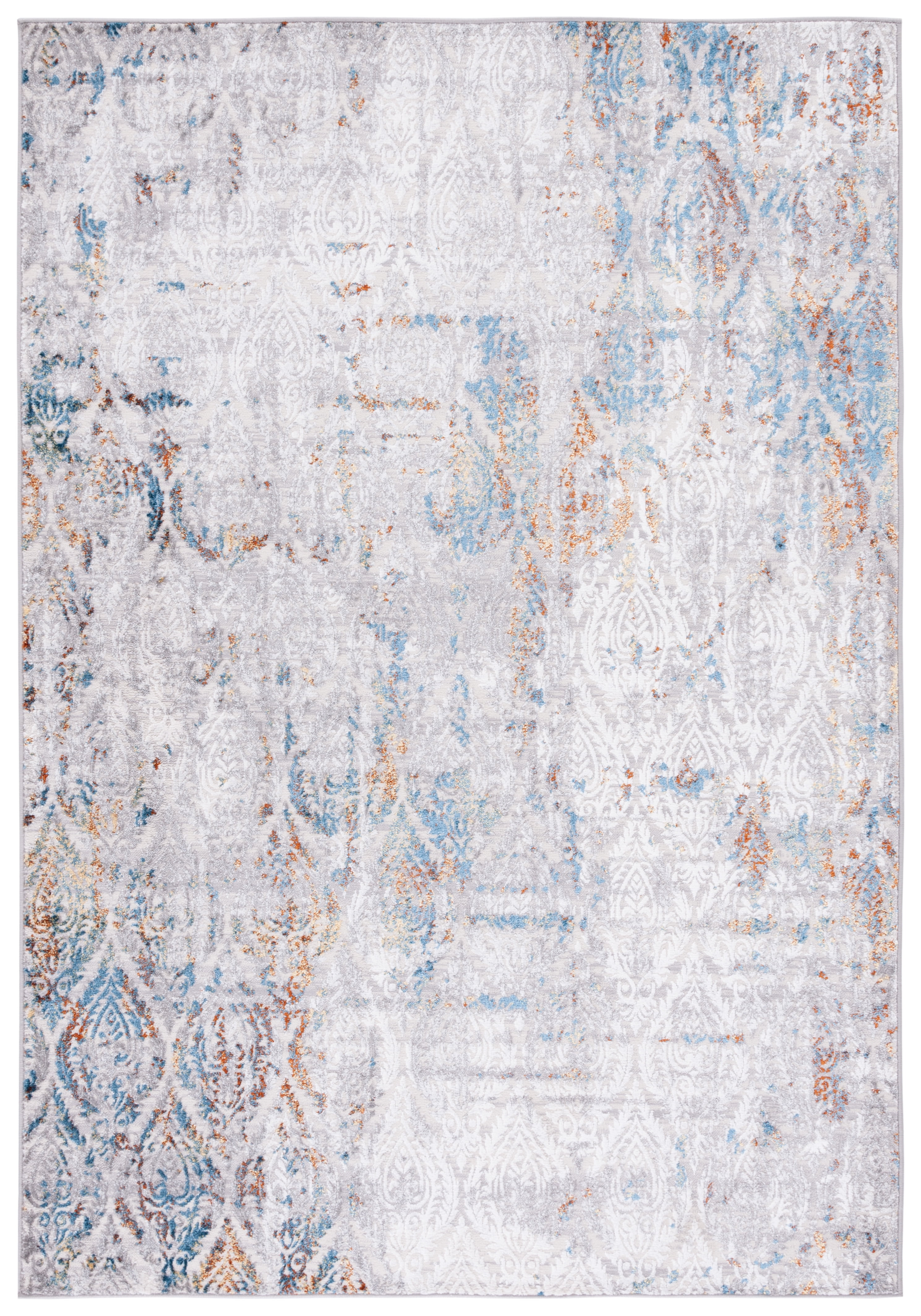 Gray Abstract Stain-Resistant Synthetic Area Rug 65" x 5"