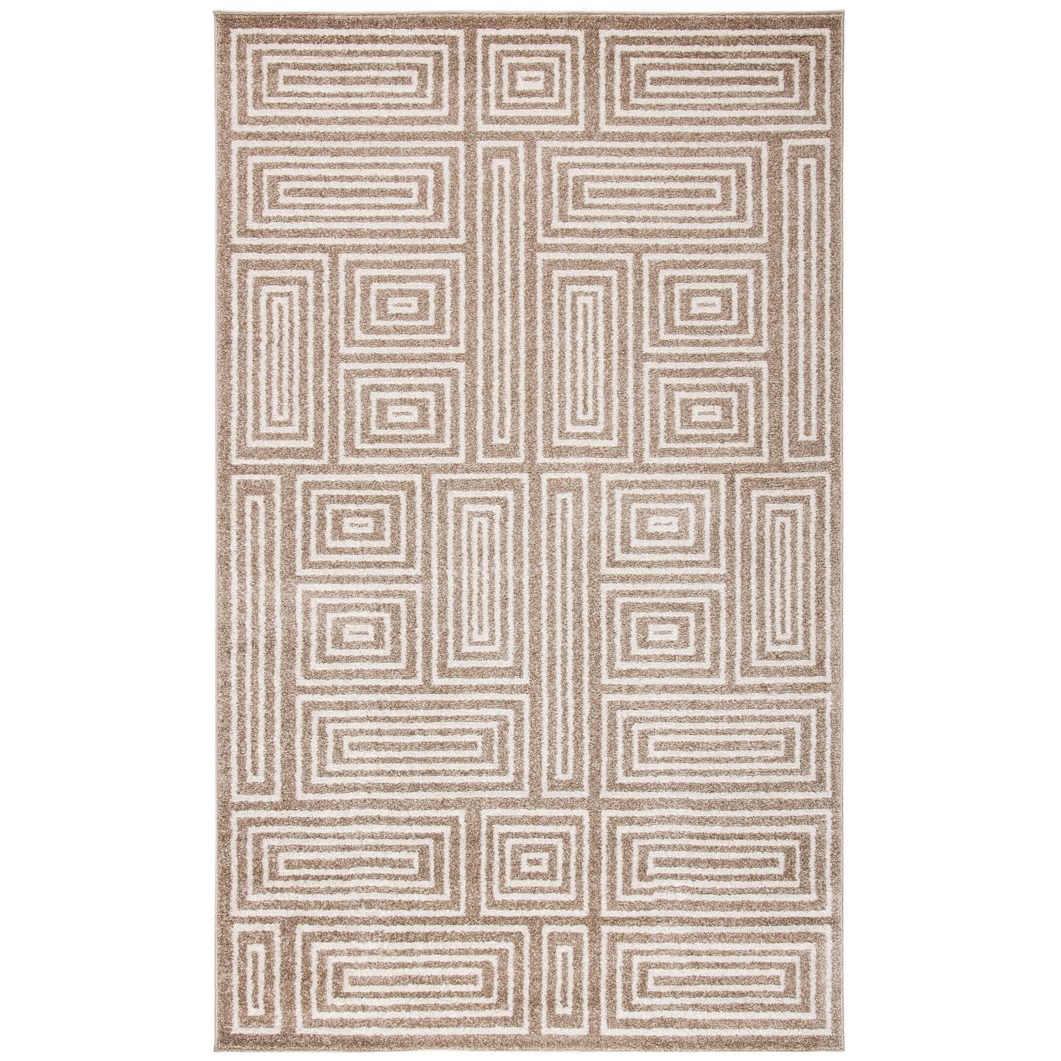 Wheat and Beige Rectangular 4' x 6' Geometric Area Rug