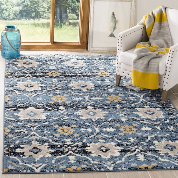 SAFAVIEH Amsterdam Karenza Geometric Area Rug, Blue/Cream, 3' x 5'