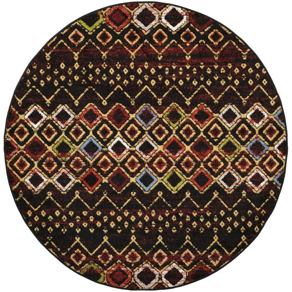 Safavieh Amsterdam Gladwin Geometric Area Rug, Black/Multi, 5'1" x 5'1" Round
